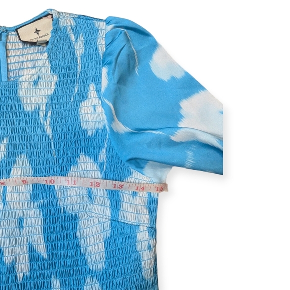 Tuckernuck Maxi Dress Libby Watercolor Modest Turquoise And White Size Small - Picture 7 of 12